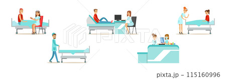 Doctor and Medical Staff with Patient Vector Set 115160996