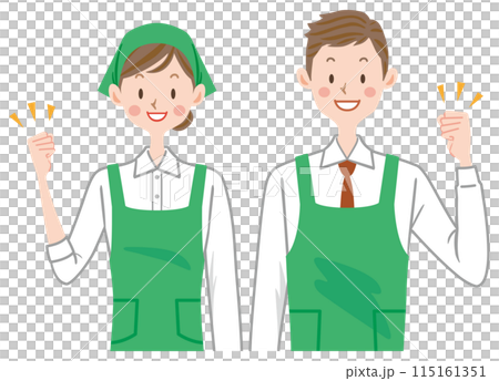 Supermarket clerk, staff, fist pump, housekeeping 115161351