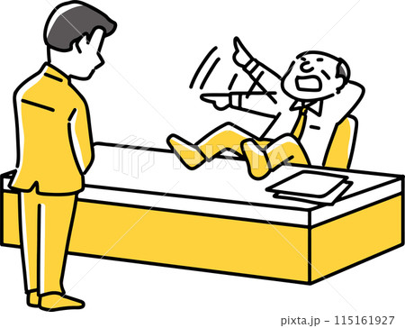 ふんぞり返って説教する会社員 115161927