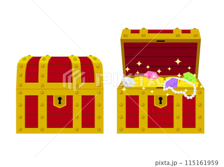 開いてない宝箱と財宝の入った宝箱 115161959