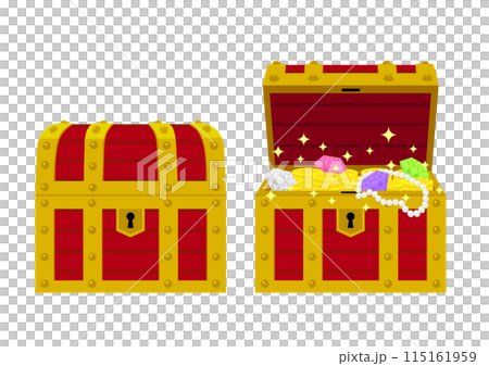 開いてない宝箱と財宝の入った宝箱 115161959