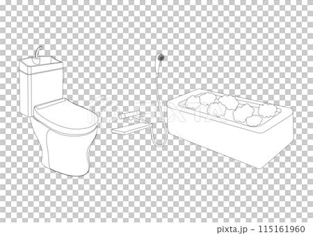 廁所和浴室的線條畫插圖 廁所和浴室的線條畫插圖 115161960