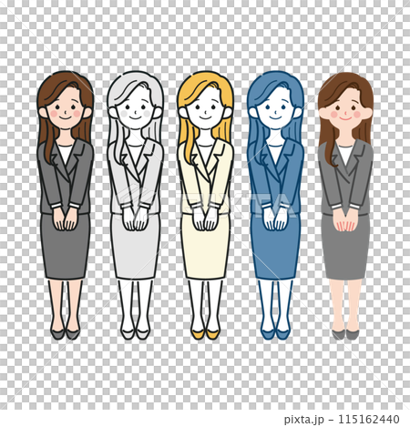 Simple and cute full-body vector illustration of a working woman, OL, suit 115162440