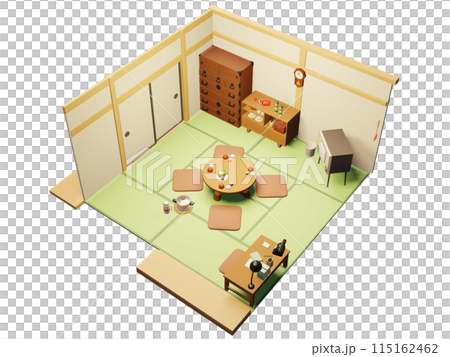 Illustration of a Showa retro room 115162462