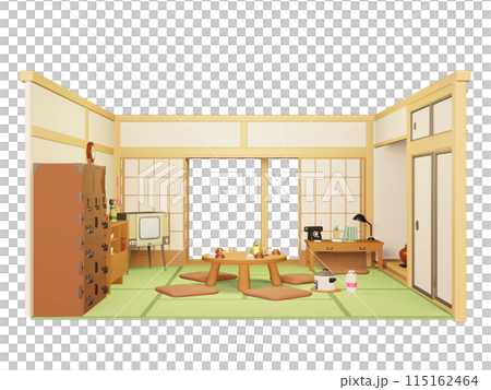 Illustration of a Showa retro room 115162464