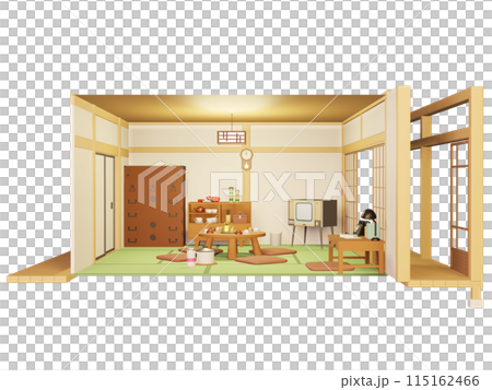 Illustration of a Showa retro room 115162466