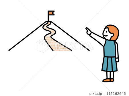 目標を定める女子生徒のシンプルなイラスト 115162646