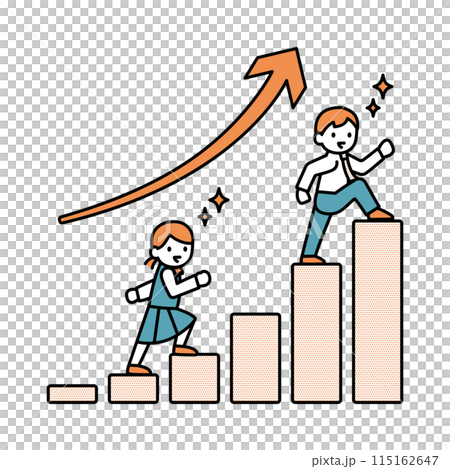 A simple illustration of a male and female student growing rapidly A simple illustration of a male and female student growing rapidly 115162647