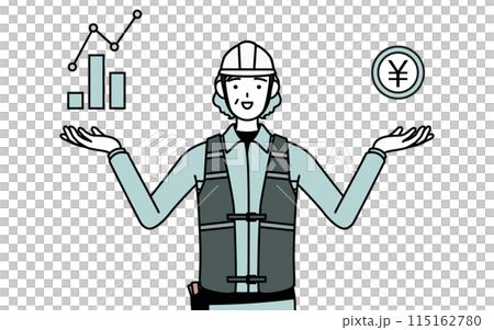 A senior female engineer in a helmet and work clothes explaining the image of DX and how it will improve business performance and sales A senior female engineer in a helmet and work clothes explaining the image of DX and how it will improve business performance and sales 115162780
