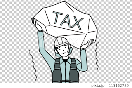 増税に苦しむヘルメットと作業着姿のシニア女性技師 増税に苦しむヘルメットと作業着姿のシニア女性技師 115162789