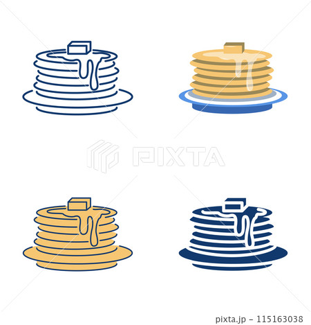 Stack of pancakes icon set 115163038