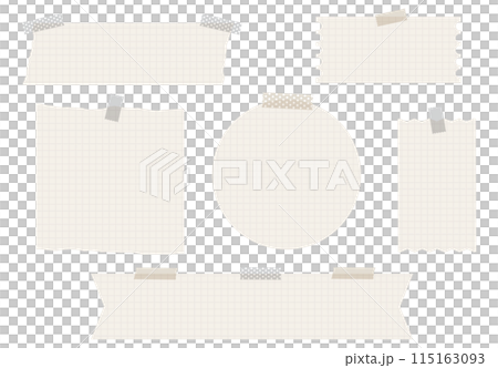 Stylish frame of graph paper attached with masking tape Memo background Brown 115163093