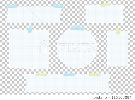Simple frame of graph paper attached with masking tape Memo background Blue Simple frame of graph paper attached with masking tape Memo background Blue 115163094