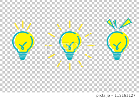 様々な光かたをする電球のアイコンセット 115163127