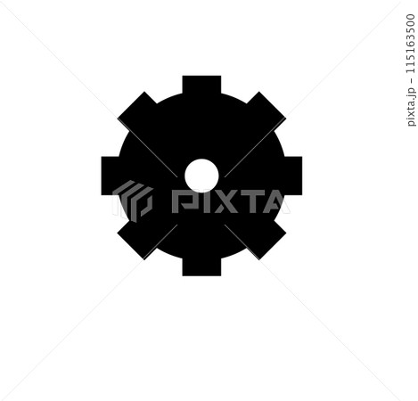 Machine Gear, Machinery Mechanism Solid Flat Vector Icon Isolated on White Background 115163500