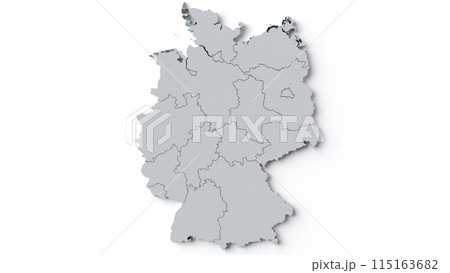 3D Rendering of Germany Map with state borders 115163682