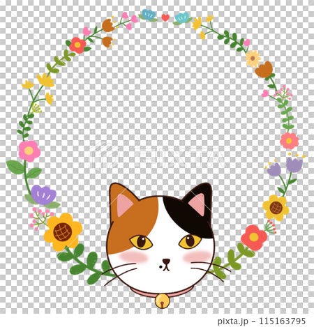 cute cat with flowers 115163795