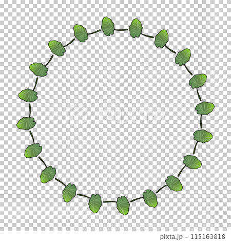 サトイモの葉っぱの円形飾り枠のイラスト サトイモの葉っぱの円形飾り枠のイラスト 115163818