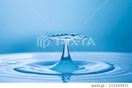 水面に落下した水の波紋 115163911