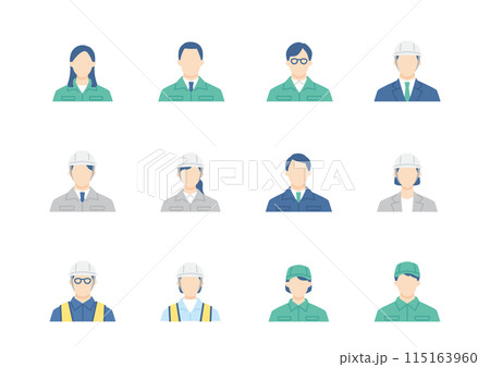 作業員や技術者のアイコンセット 115163960