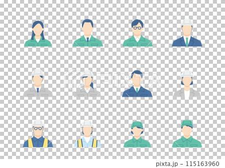 作業員や技術者のアイコンセット 115163960