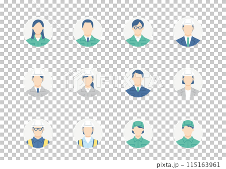 Workers and engineers icon set circle background Workers and engineers icon set circle background 115163961