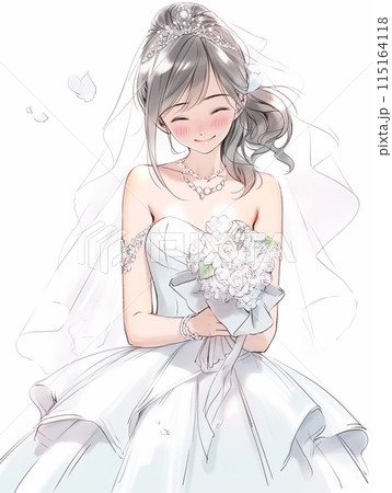 ウエディングドレスの花嫁のイラスト素材 [115164118] - PIXTA