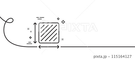 Square area line icon. Continuous one line with curl. Room dimension sign. Territory measurement symbol. Square area single outline ribbon. Loop curve pattern. Vector 115164127