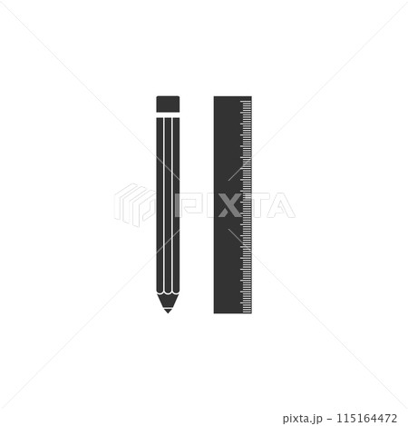 Pencil and ruler icon flat 115164472