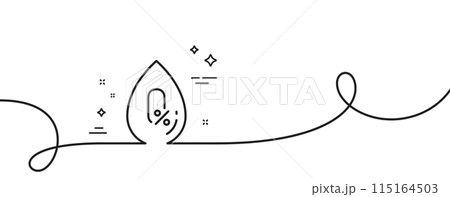 No alcohol line icon. Continuous one line with curl. Organic tested sign. Water drop symbol. No alcohol single outline ribbon. Loop curve pattern. Vector 115164503