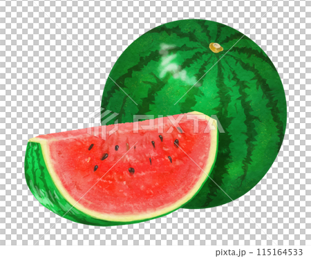 Realistic watermelon with one cut slice 115164533