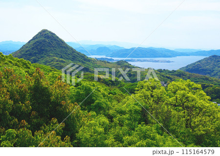 長崎県西海国立公園九十九島の石岳展望台からの眺め。 長崎県西海国立公園九十九島の石岳展望台からの眺め。 115164579