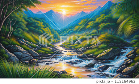 fantastic tropical sunset 115164962