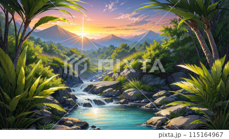 fantastic tropical sunset 115164967
