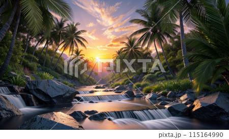 fantastic tropical sunset 115164990