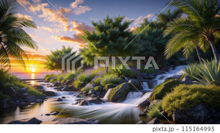 fantastic tropical sunset 115164993