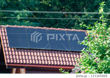 Solar power energy on the roof to a standard house 115165009