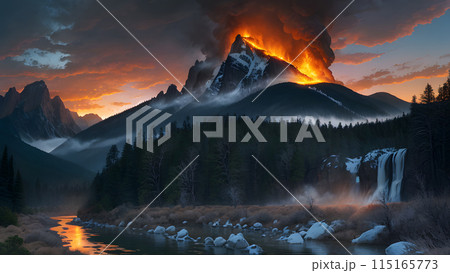 river in mountains 115165773