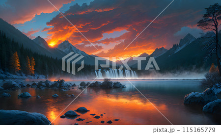 river in mountains 115165779