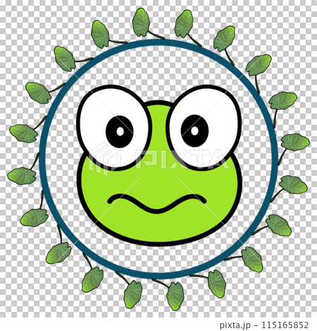 Illustration of a taro decorative frame and a tree frog's face Illustration of a taro decorative frame and a tree frog's face 115165852