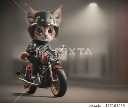 cat on bike cat on bike 115165959