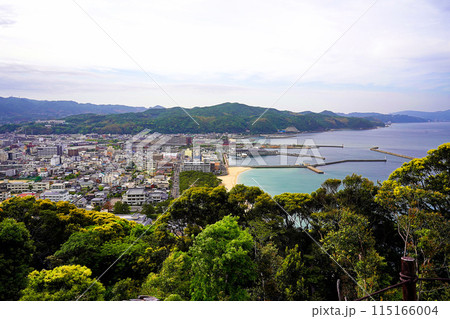 兵庫県淡路島 洲本城 城から見る洲本市街と洲本港 兵庫県淡路島 洲本城 城から見る洲本市街と洲本港 115166004
