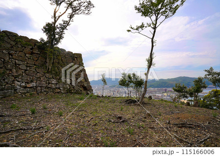 兵庫県淡路島　洲本城　東の丸高石垣と城から見る洲本市街 115166006