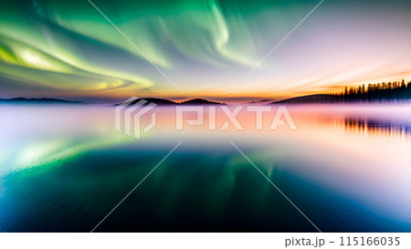 Aurora above lake 115166035