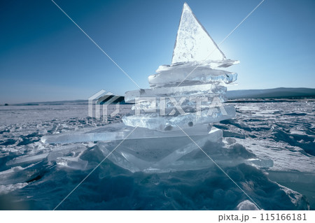Pieces of crystal clear lake ice Pieces of crystal clear lake ice 115166181