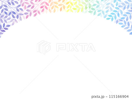 虹色グラデーションの葉っぱフレーム 虹色グラデーションの葉っぱフレーム 115166904
