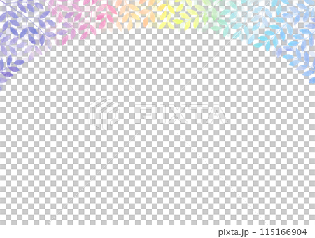 虹色グラデーションの葉っぱフレーム 虹色グラデーションの葉っぱフレーム 115166904