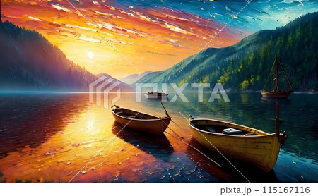 boats at sunset 115167116