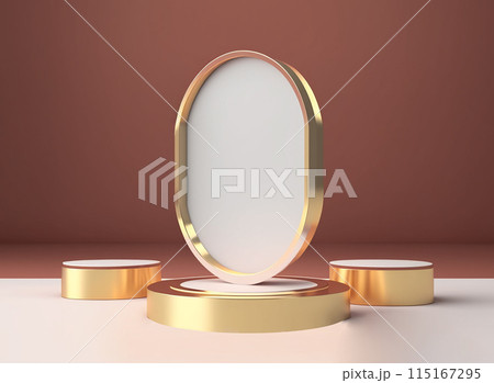Roman podium white for cosmetic product on background granite white. 3d rendering 115167295