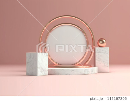 Roman podium white for cosmetic product on background granite white. 3d rendering 115167296